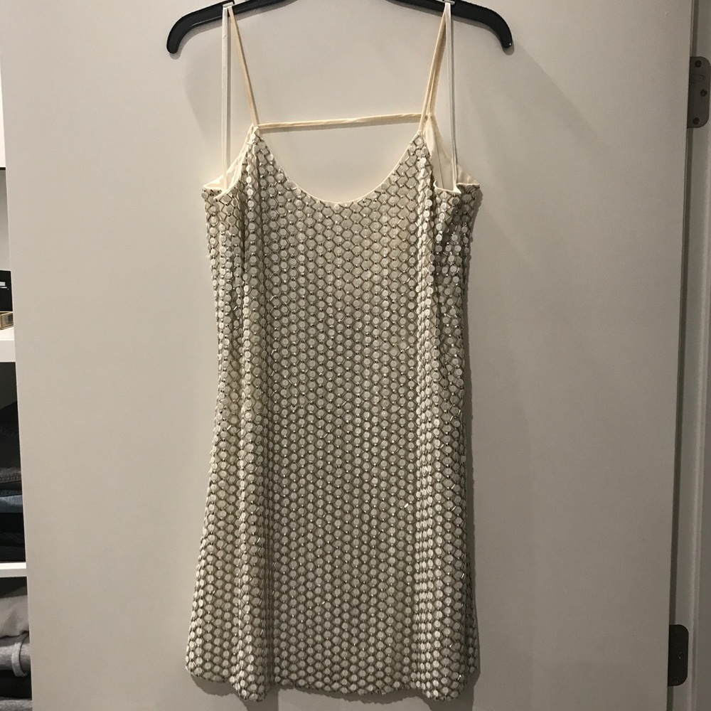 Parker white leather beaded dress, size M
